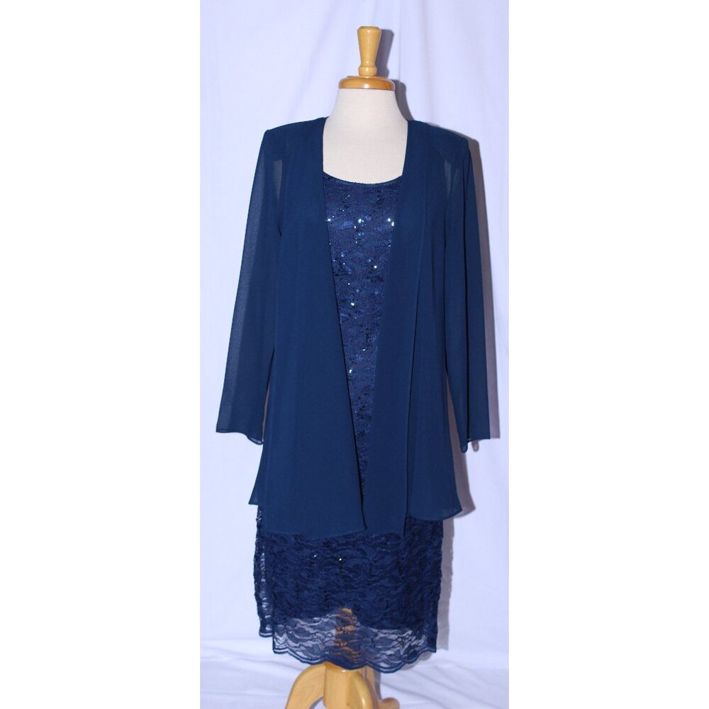 NWOT Sally Fashion #8852 Formal Dress With Jacket-Size M-NAVY BLUE- NEW